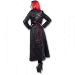  FATAL ATTRACTION - Gothic Trench Coat PU-Leather Corset Back Spiral Direct D061G406 -  