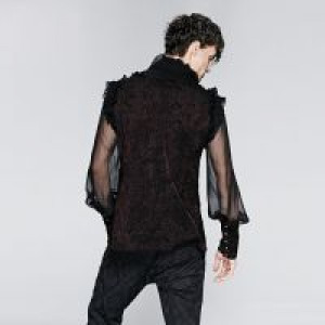  Gothic Gorgeous Man Shirt with High Collar Punk Rave Y-577/BK-RD -  