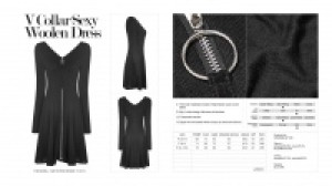  V Collar Sexy Woolen Dress Punk Rave OPQ-280LQF/BK /   / -  