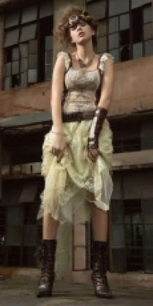  Steampunk Long skirt White -  3