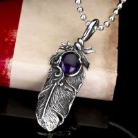  Steel soldier new arrival punk feather sapphire man pendant necklace stainless steel fashion jewelry International BP8-112_BL -  
