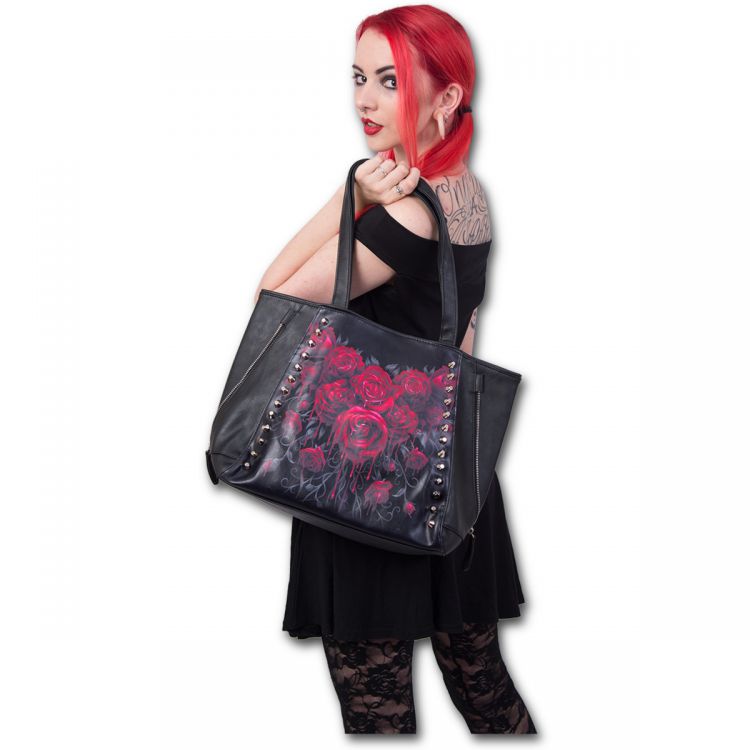  BLOOD ROSE - Tote Bag - Top quality PU Leather Studded Spiral Direct K018A306  2