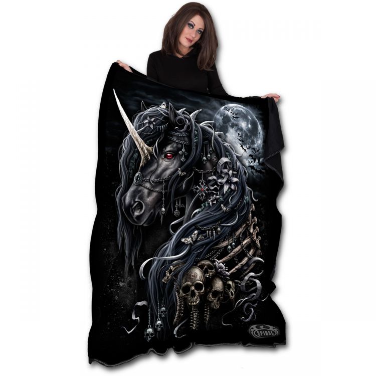  DARK UNICORN - Fleece Blanket with Double Sided Print Spiral Direct L038A501  2