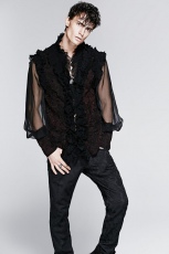  Gothic Gorgeous Man Shirt with High Collar Punk Rave Y-577/BK-RD -  