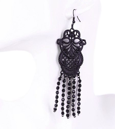  "BLACK LACE EARRINGS" Lace inspired with black beads, gothic romance Re-Style "BLACK LACE EARRINGS" Lace inspired with black beads, gothic  2
