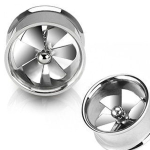    Surgical Steel Fan Ear Plug Tunnel Body Piercing Jewelry 14mm - 