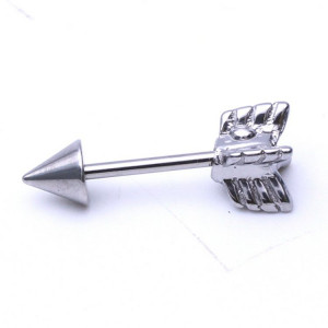  1pcs Silver Surgical Stainless Steel Stud Earring Arrow Shape Ear Tragus Piercing Fake Taper Fo - 