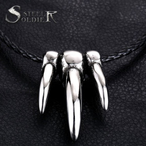  Steel soldier punk skull pendant men stainless steel 3 skulls pendant necklace high polished jewelry - 