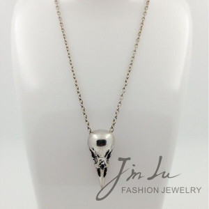  Personalized Vintage Punk Jewelry Necklace Antique Silver Necklace Bird Skull Pendant Necklace Gothi - 