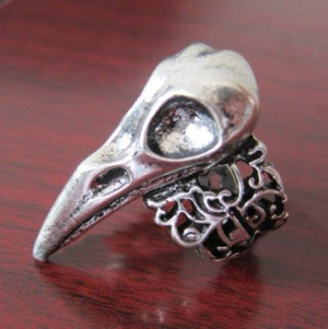  Hot Fashion Crow Nest Bird Skull Ring - 