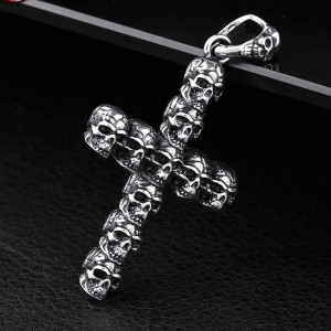  Steel soldier cross skull men pendant necklace stainless steel punk biker skull jewelry as gift - 