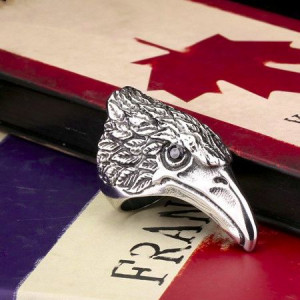  Steel soldier wholesale Big BIKER MEN's STAINLESS Steel Silver Black Heavy Metal Eagle Head Rin - 