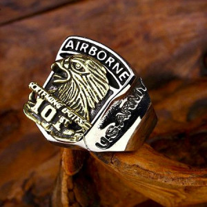  -  steel soldier 316l stainless steel men American the airborne screaming eagles ring personality punk - 