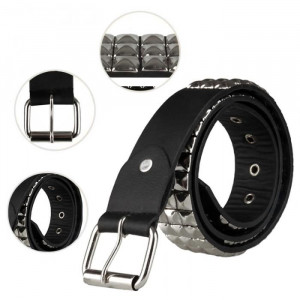  Metal Rivet Studded Wide Studs Beaded PU Leather Belts For Men Fashion Cowboy Belt Pin Buckles - 