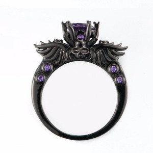 Black Gold Filled Amethyst Ring Sets Vintage Skull Shaped Ring AAA CZ Diamond Fashion Jewelry For Wo - 
