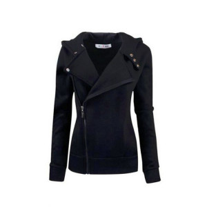  -  Sisjuly New Overcoat Hooded Long Sleeve Women Solid Loose Women s Overcoat With Zipper - 