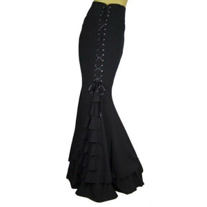  Bridess Skirt Long Frilly Women Sexy Fishtail Corset Lace Up Slim Floor Length Vintage - 