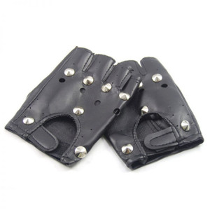  Leather Gloves Polyester Punk Rock Hip Hop Men Gloves Vintage Fashion PU Leather Fingerless Gloves - 