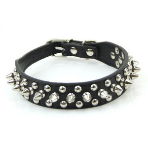  Adjustable PU Leather Rivet Spiked Studded Pet Puppy Dog Collar Neck Strap-Y103 - 