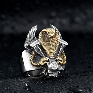   Retro Snake Biker Ring - 