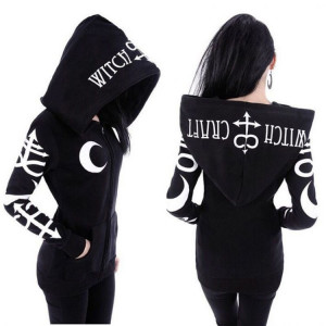  Gothic Punk Moon Letter Print Sweatshirt - 