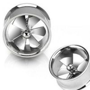    Surgical Steel Fan Ear Plug Tunnel Body Piercing Jewelry 14mm International Surgical Steel Fan Ear Plug Tunnel Body Piercing Jewelry 14mm -  