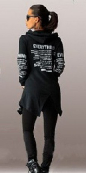 2016 autumn winter women Hoodies sweatshirts letter long-sleeved hooded Harajuku Plus Size Sportswea International Black -  