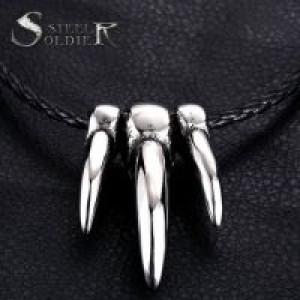  Steel soldier punk skull pendant men stainless steel 3 skulls pendant necklace high polished jewelry International BP8-169 -  