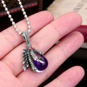  steel soldier personality men dragon claw with blue stone pendant fashion 316l stainless steel neckl International BP8-071 purple -  