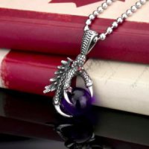  steel soldier personality men dragon claw with blue stone pendant fashion 316l stainless steel neckl International BP8-071 purple -  