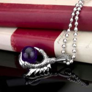  steel soldier personality men dragon claw with blue stone pendant fashion 316l stainless steel neckl International BP8-071 purple -  