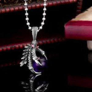  steel soldier personality men dragon claw with blue stone pendant fashion 316l stainless steel neckl International BP8-071 purple -  