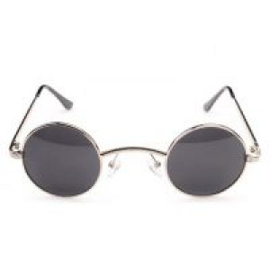  Goth Steampunk Goggles Sunglasses Women Men Retro Coating Mirror Round Sun Glasses Unisex International silver and grey -  