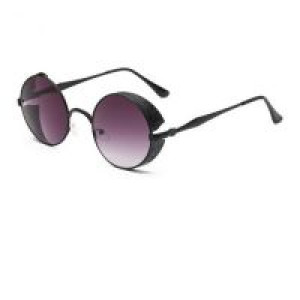  Steampunk Vintage Fashion Ladies Round Sunglasses Women Men Brand Designer Metal Carving Male Female International black black -  
