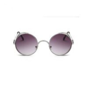  Steampunk Vintage Fashion Ladies Round Sunglasses Women Men Brand Designer Metal Carving Male Female International silver black -  