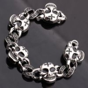  Cool Punk Skull Men Bracelet High Quality Stainless Steel Cuff Bracelets International WG2183 -  