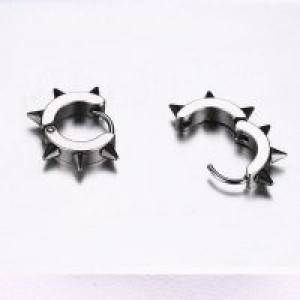  Spike Stud Earrings For Women Men Stainless Steel Stud Earrings Black And Silver Color Fashion Nail International EH-011_sl -  