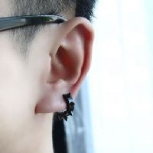 -   Spike Stud Earrings For Women Men Stainless Steel Stud Earrings Black And Silver Color Fashion Nail International EH-011_bk -  