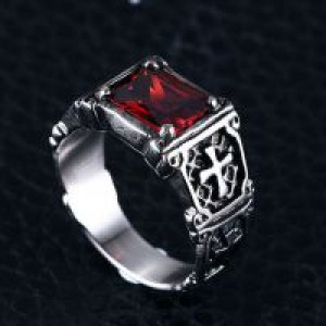  Fashion red stone ring jewelry stainless steel wedding rings for men and women with high quality who International RC-060 -  