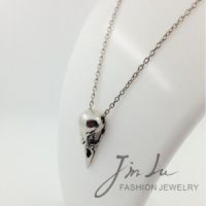  Personalized Vintage Punk Jewelry Necklace Antique Silver Necklace Bird Skull Pendant Necklace Gothi International SMT17 -  
