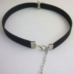  Black 10mm Flat Faux Suede Cord Crow Raven Bird Skull Charm 13" Choker Necklace 38x13mm International CrowRaven -  
