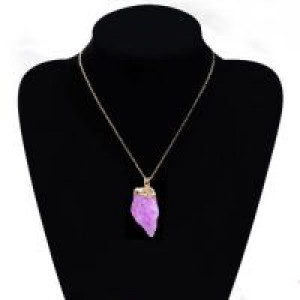  Colorful Natural Crystal Quartz Stone Pendant Womens Irregular Necklace International F7F08 -  