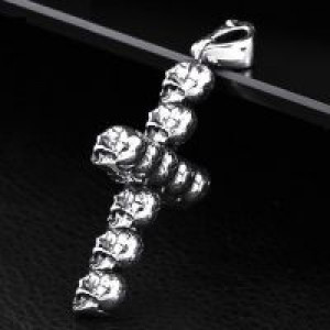  Steel soldier cross skull men pendant necklace stainless steel punk biker skull jewelry as gift International BP8-157 -  