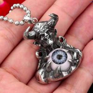 steel soldier personality stainless steel skull eye pendant punk evil skull eye men titanium steel p International BP8-124 -  