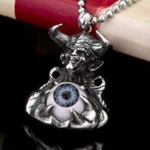  steel soldier personality stainless steel skull eye pendant punk evil skull eye men titanium steel p International BP8-124 -  