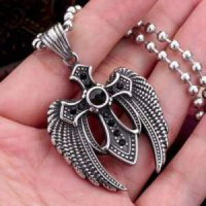  Steel soldier Stainless Steel Wing Cross Stone Pendant For Man Vintage Jewelry trendy accessory BR-P International BR-P003 -  