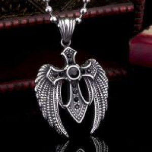  Steel soldier Stainless Steel Wing Cross Stone Pendant For Man Vintage Jewelry trendy accessory BR-P International BR-P003 -  