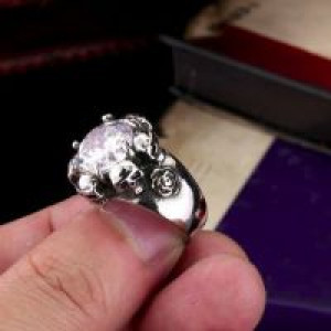  steel soldier Noble CZ lots of Skull big stone ring Fashion Punk Exaggerated ring for men or women H International BR8-007 -  