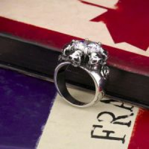  steel soldier Noble CZ lots of Skull big stone ring Fashion Punk Exaggerated ring for men or women H International BR8-007 -  