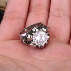  steel soldier Noble CZ lots of Skull big stone ring Fashion Punk Exaggerated ring for men or women H International BR8-007 -  